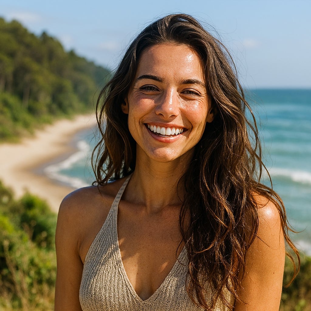 a beautiful woman smiling